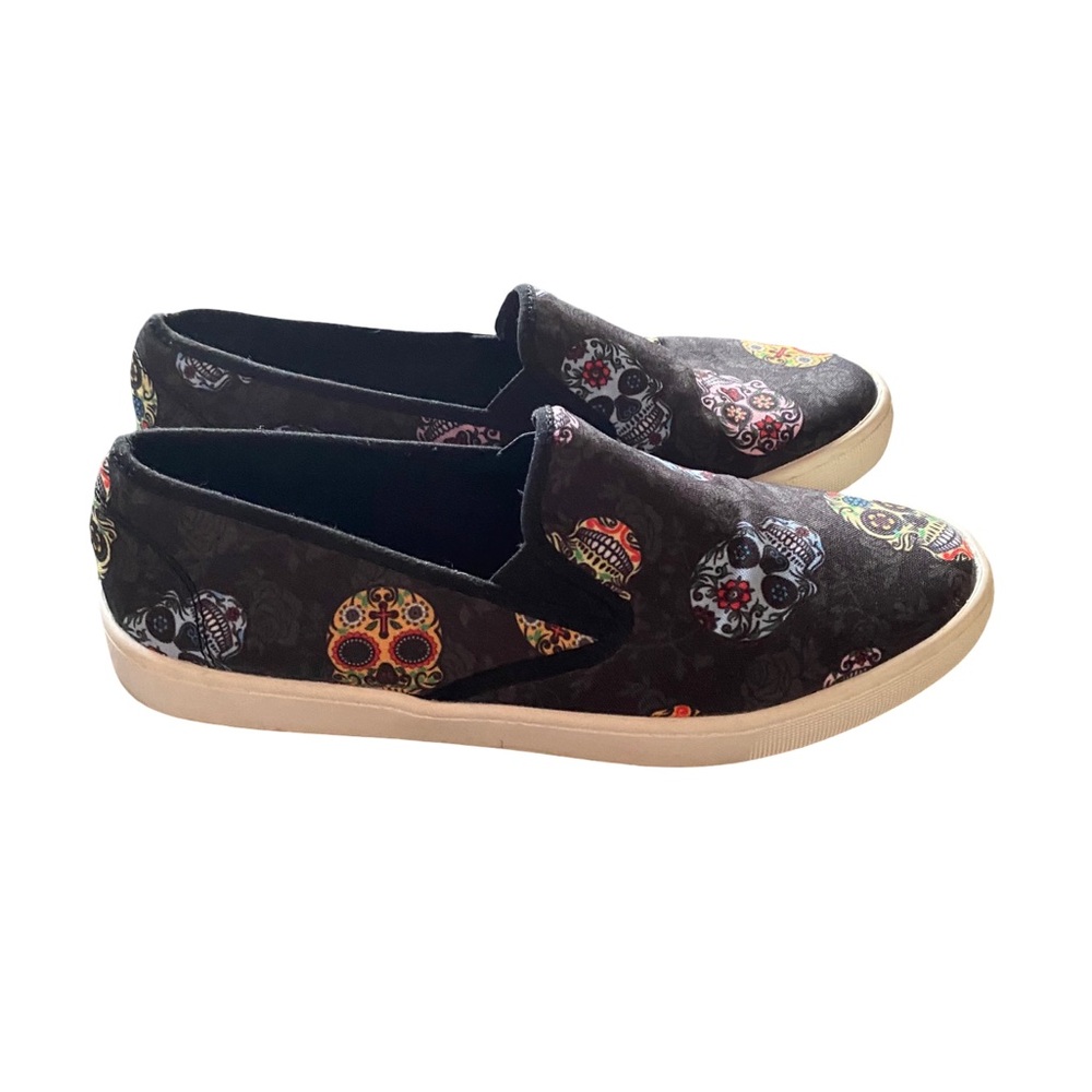 Loudmouth SAM Sugar Skulls‎ Women’s Slip On Shoes Size 6M
